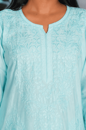 Chanderi Premium Kurta set – Blue Color