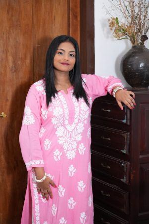 Rida – Modal 3D work Chikankari Pink Color Kurta
