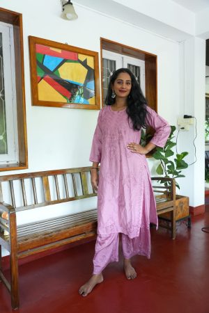 Chanderi Premium Kurta set – Soft Purple Color