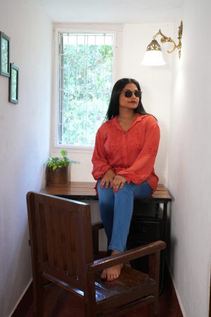 Modal (Soft Fabric) Chikankari Shirt – Red Color