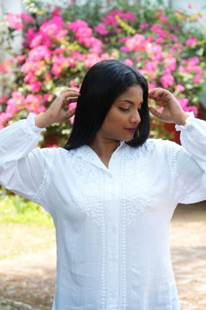 Modal (Soft Fabric) Chikankari Shirt – White Color