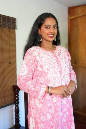 Mulmul Cotton Long Pink color Kurta