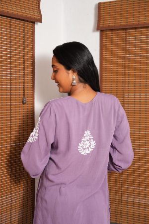 Phulkari Chikankari Rayon Long Straight Kurta