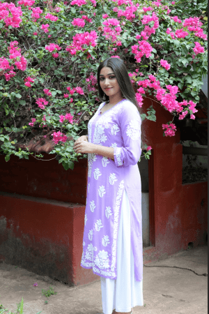 Rida- Modal 3D work Chikankari Lavender Kurta